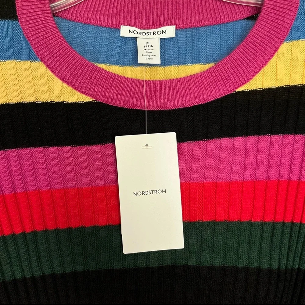 Kids Nordstrom Rainbow Stripe  Ribbed Sweater XL